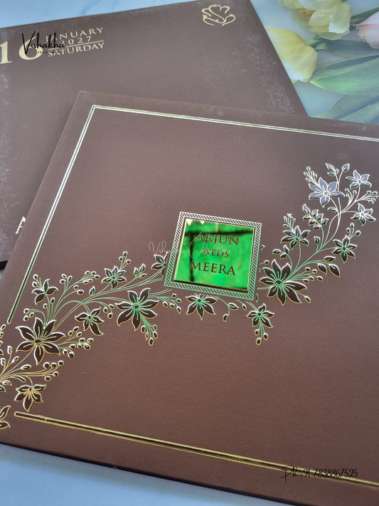 Semi Box Padded Flower Hindu Muslim Christian Sikh Jain invitation Cards SN-260 – image 2