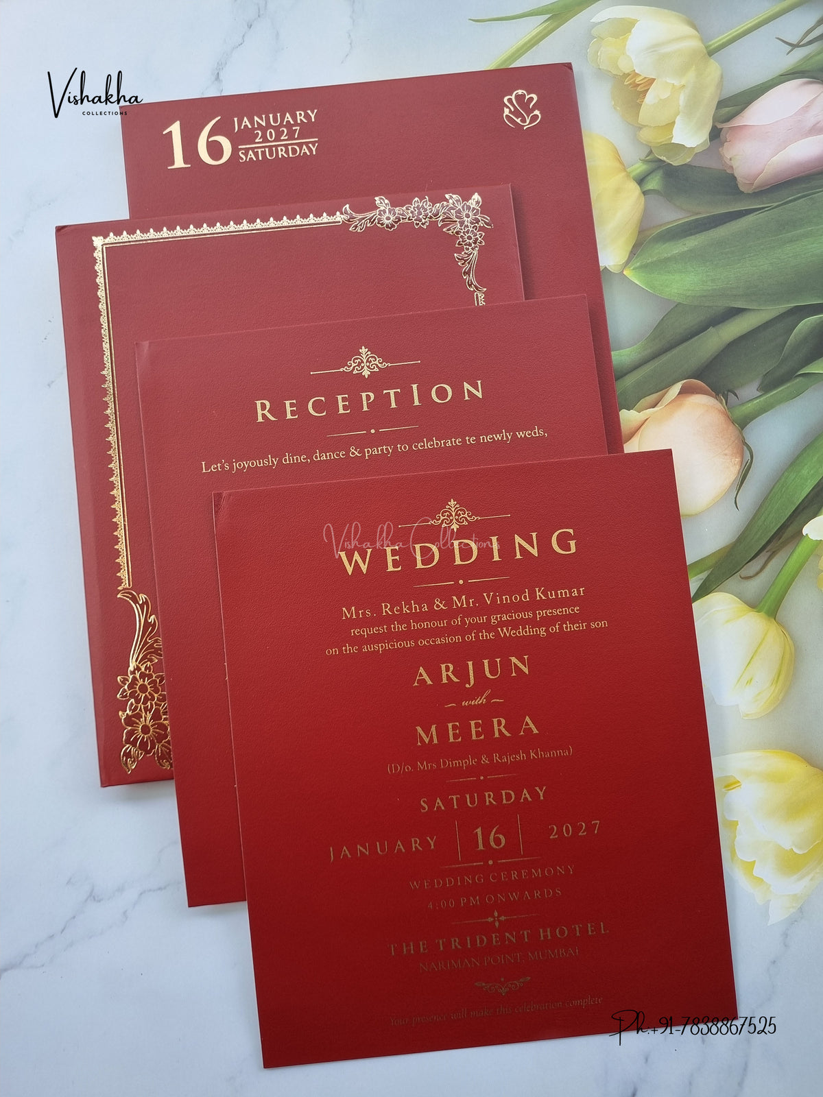 Semi Box Padded Hindu Muslim Christian Sikh Jain invitation Cards SN-262 – image 3