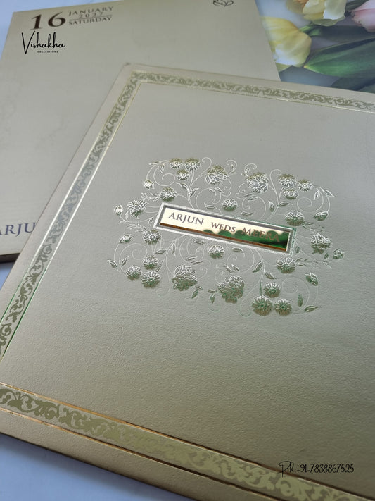 Semi Box Padded Flower Hindu Muslim Christian Sikh Jain invitation Cards SN-264 – image 2