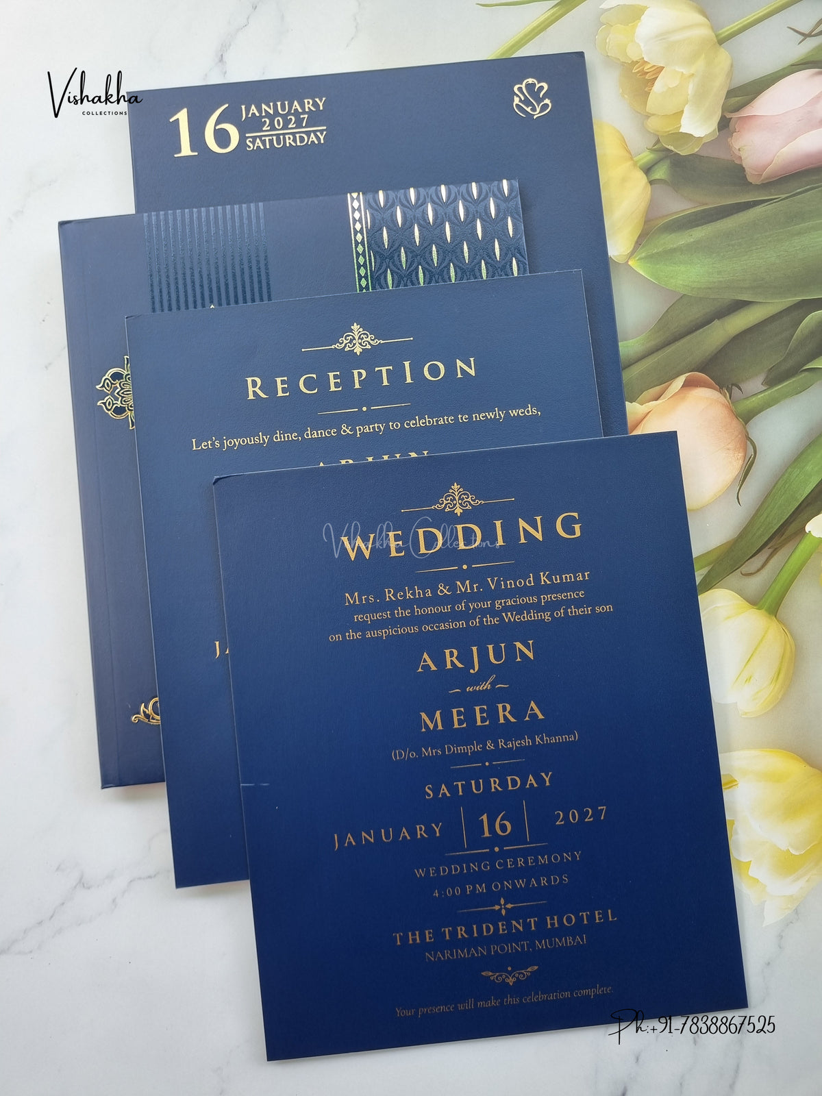 Semi Box Padded Hindu Muslim Christian Sikh Jain invitation Cards SN-266 – image 3