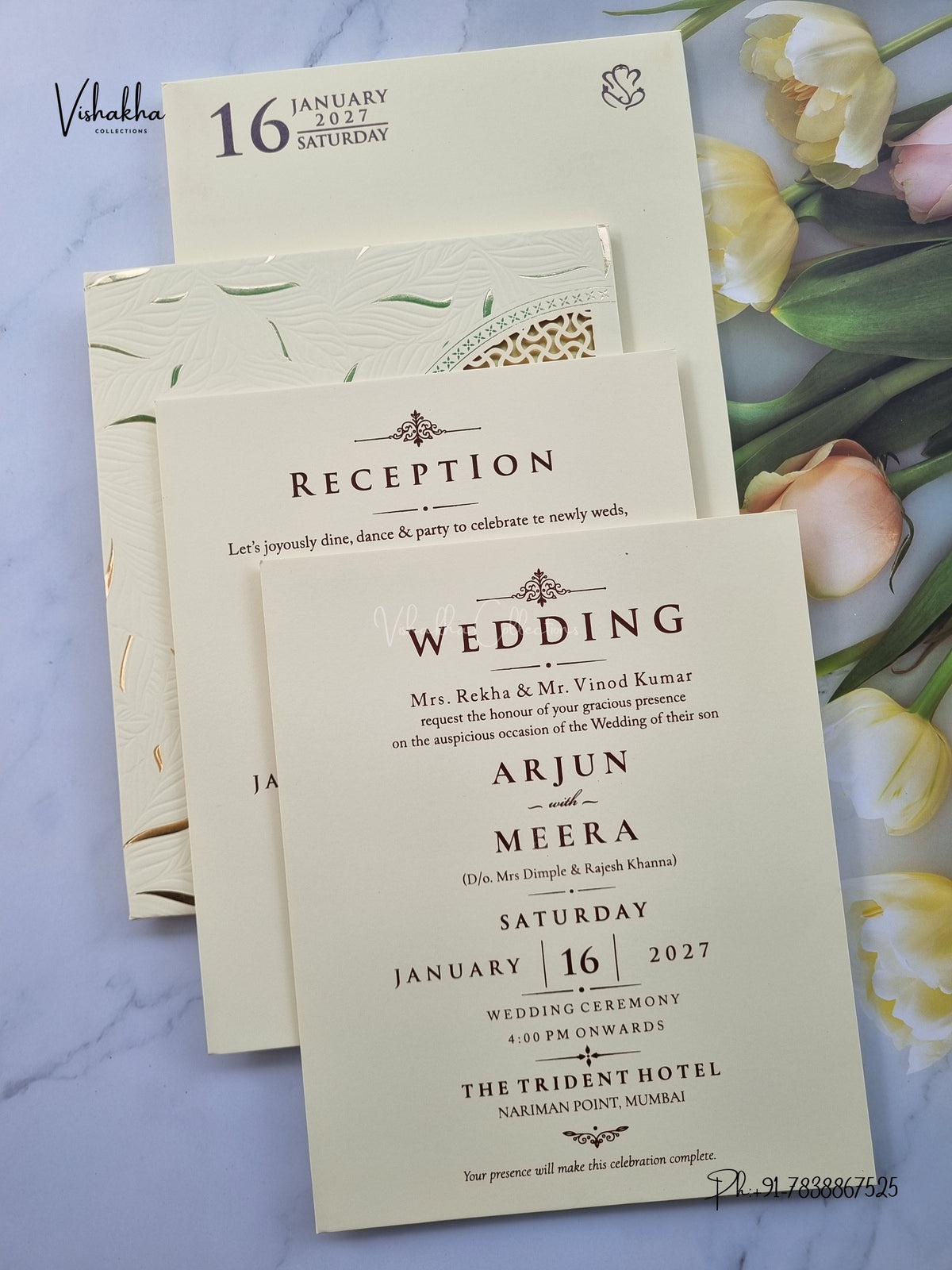 Semi Box Laser Cut Padded Hindu Muslim Christian Sikh Jain invitation Cards SN-269 – image 3