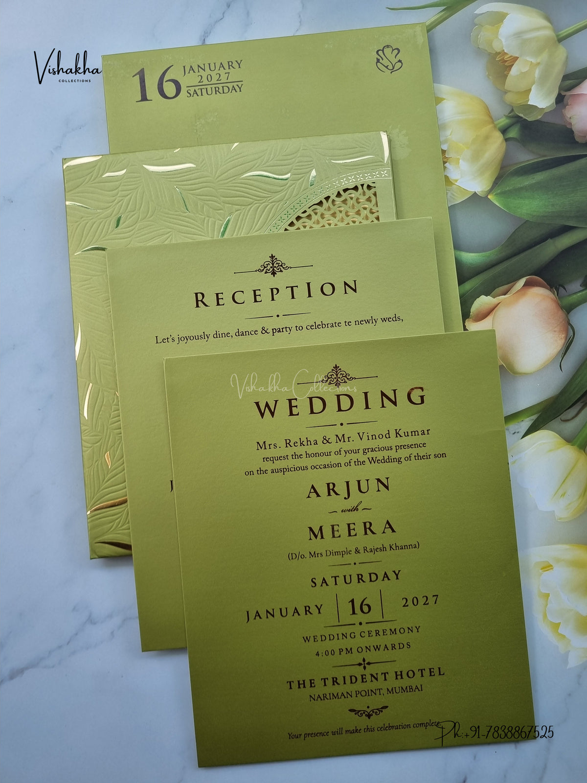 Semi Box Laser Cut Padded Hindu Muslim Christian Sikh Jain invitation Cards SN-270 – image 3