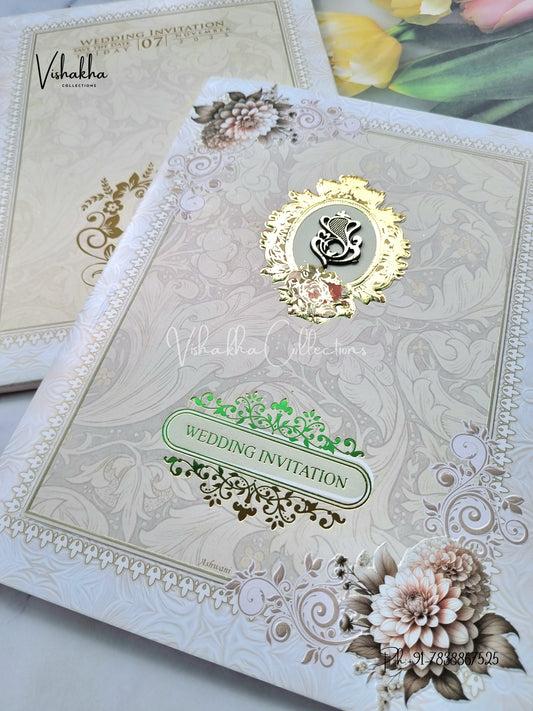 Semi Box Hindu Muslim Christian Sikh Cream Colored invitation Cards NA-1125-145