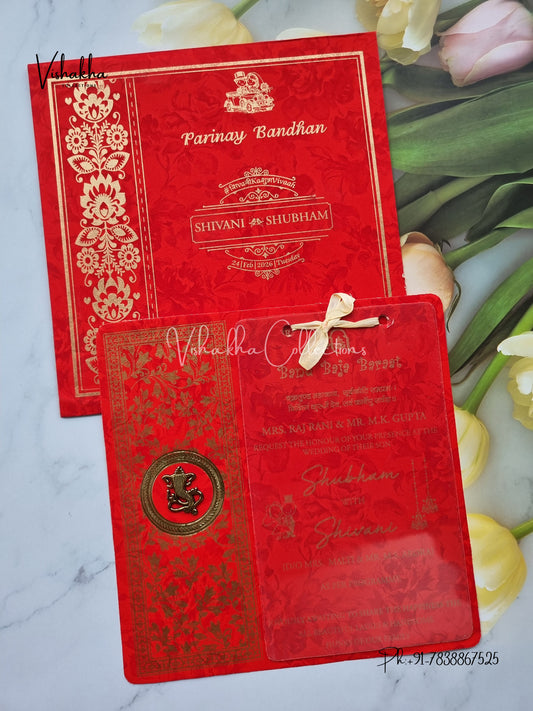 Ganesh Ji Hindu Sikh invitation Cards ATS-1560RED