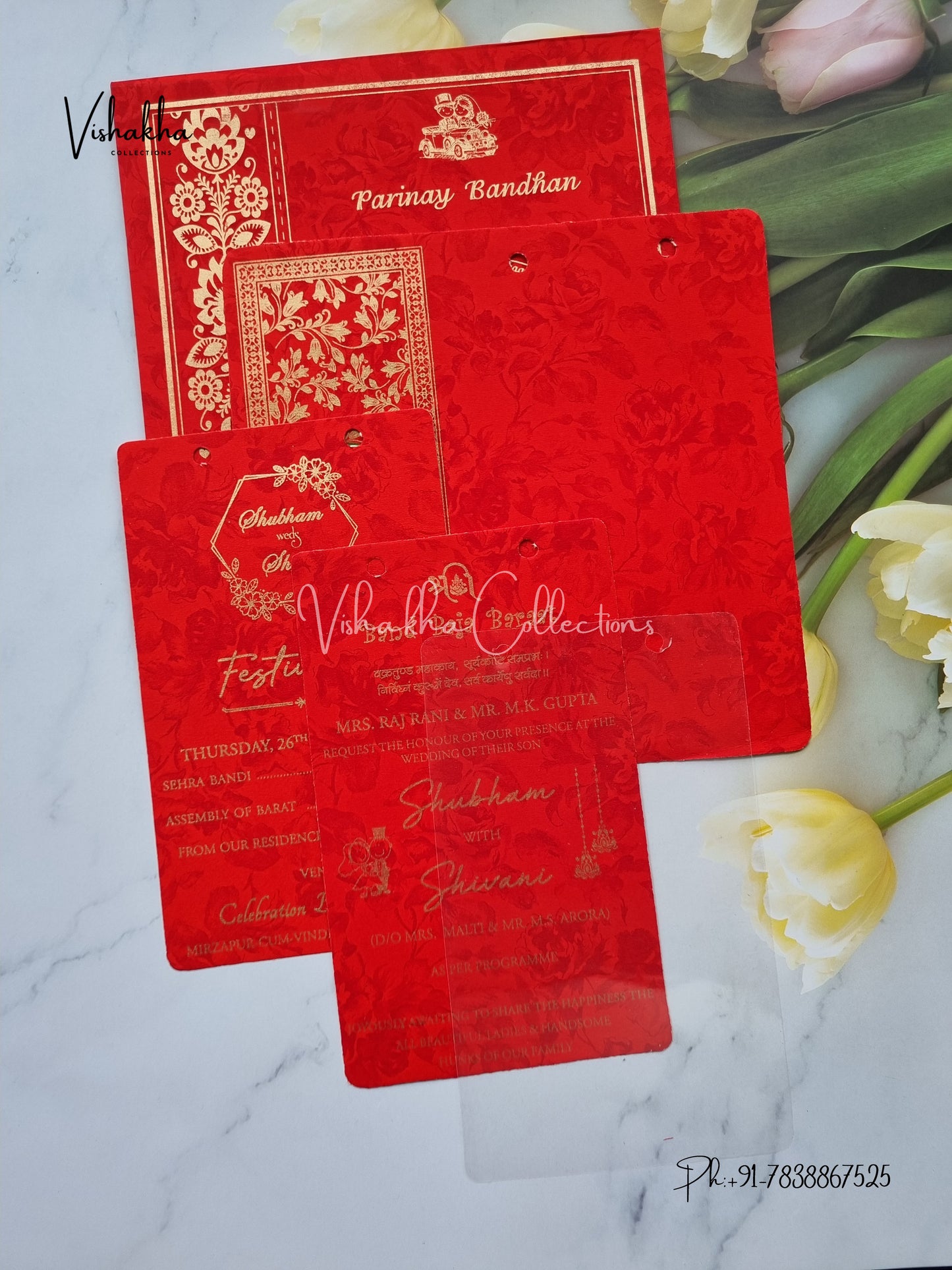 Ganesh Ji Hindu Sikh invitation Cards ATS-1560RED