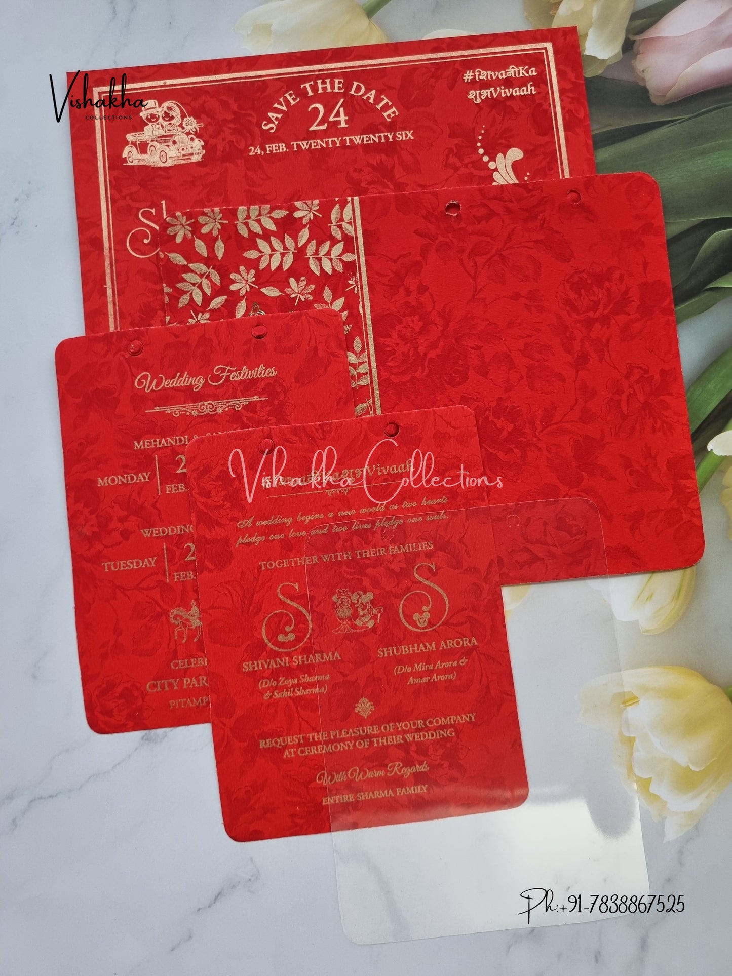 Hindu Muslim Christian Sikh invitation Cards ATS-1561RED
