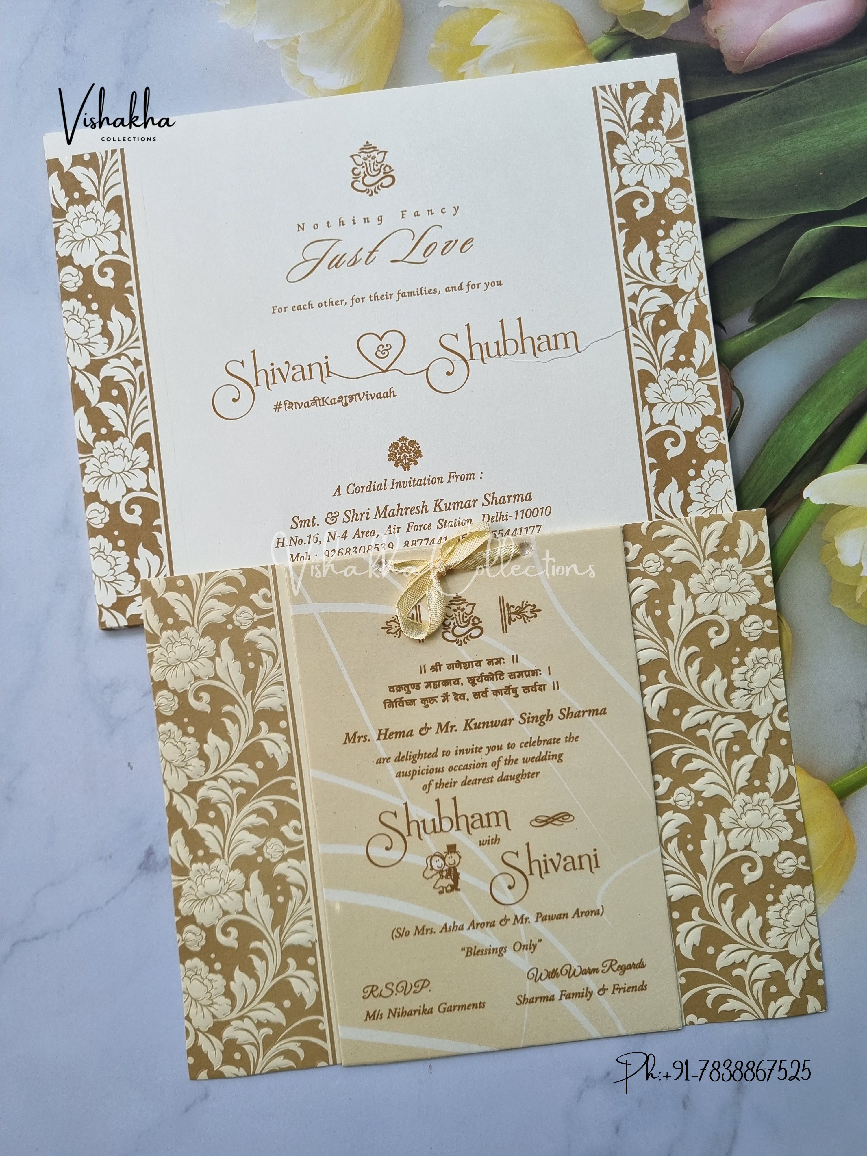 Semi Box Hindu Muslim Christian Sikh Colored invitation Cards SN-41