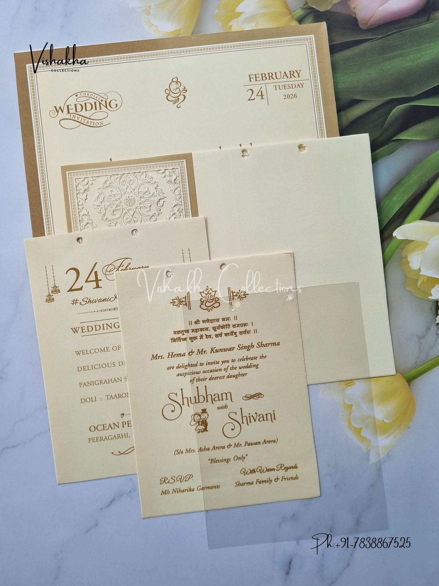 Semi Box Hindu Sikh invitation Cards ATS-1718