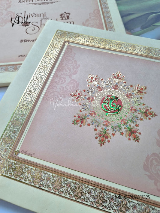 Flower Hindu Muslim Christian Sikh Padded invitation Cards ATS-215