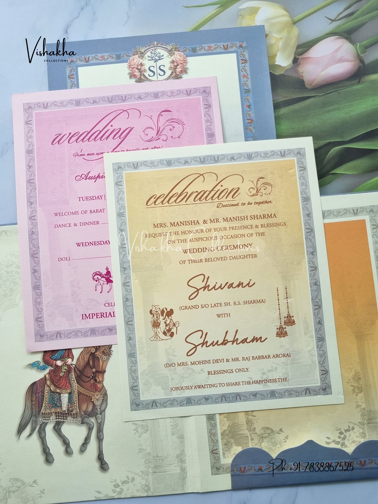 Dulah Dulhan Hindu Sikh Padded invitation Cards ATS-219