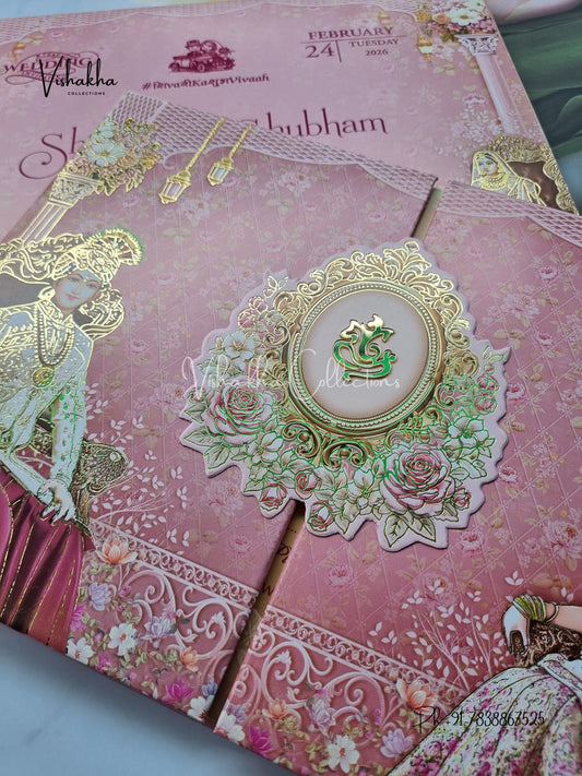 Dulah Dulhan Double Door Hindu Sikh Padded invitation Cards ATS-232