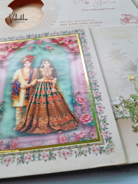 Barat Hathi Dulah Dulhan Hindu Sikh Padded invitation Cards ATS-235-5D