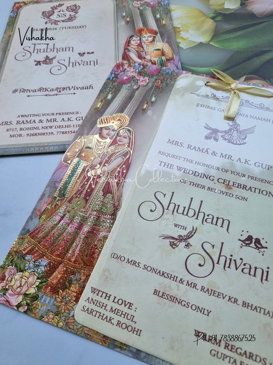Dulah Dulhan Hindu Sikh invitation Cards ATS-3184