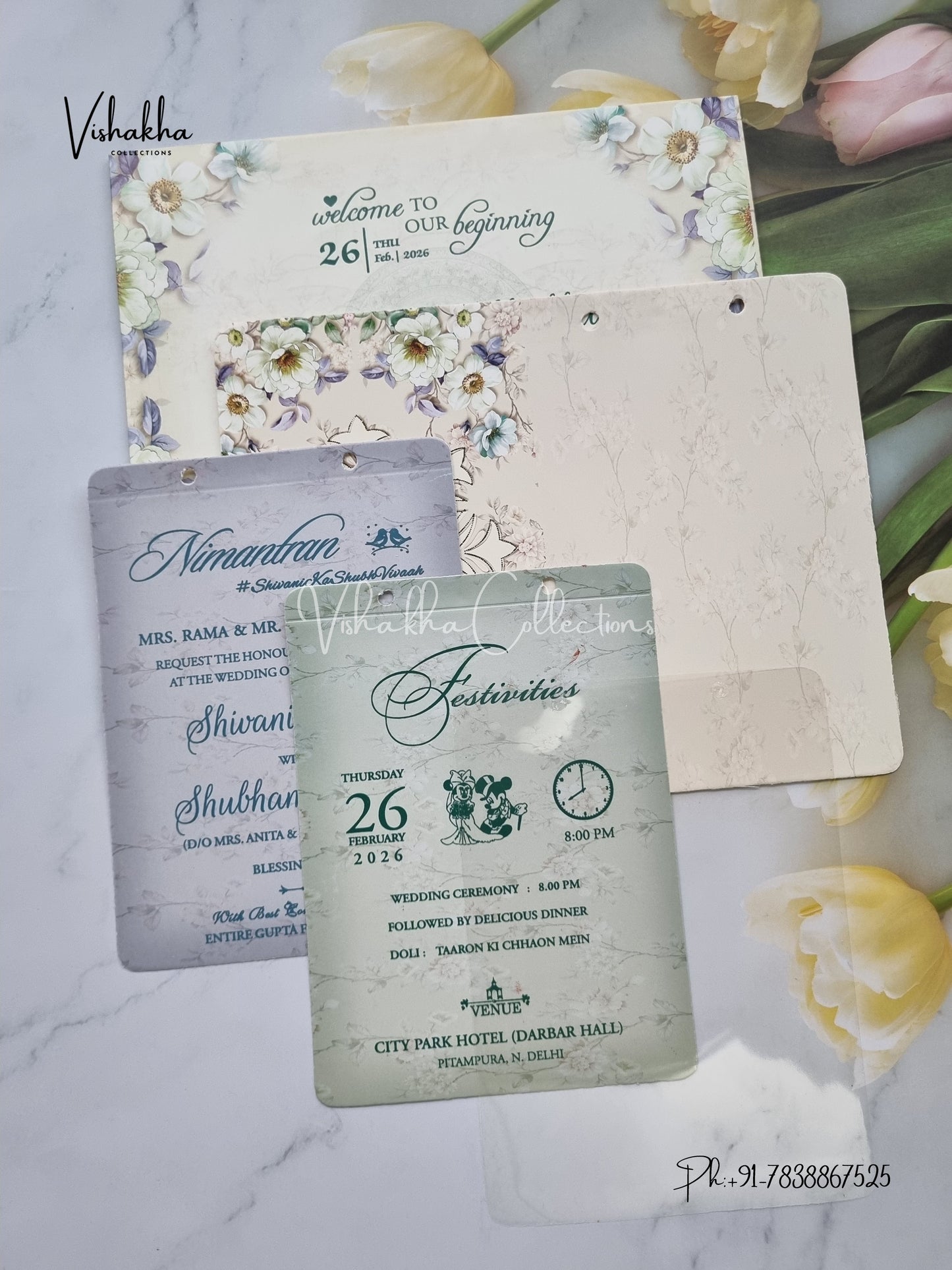 Flower Hindu Muslim Christian Sikh invitation Cards ATS-3186