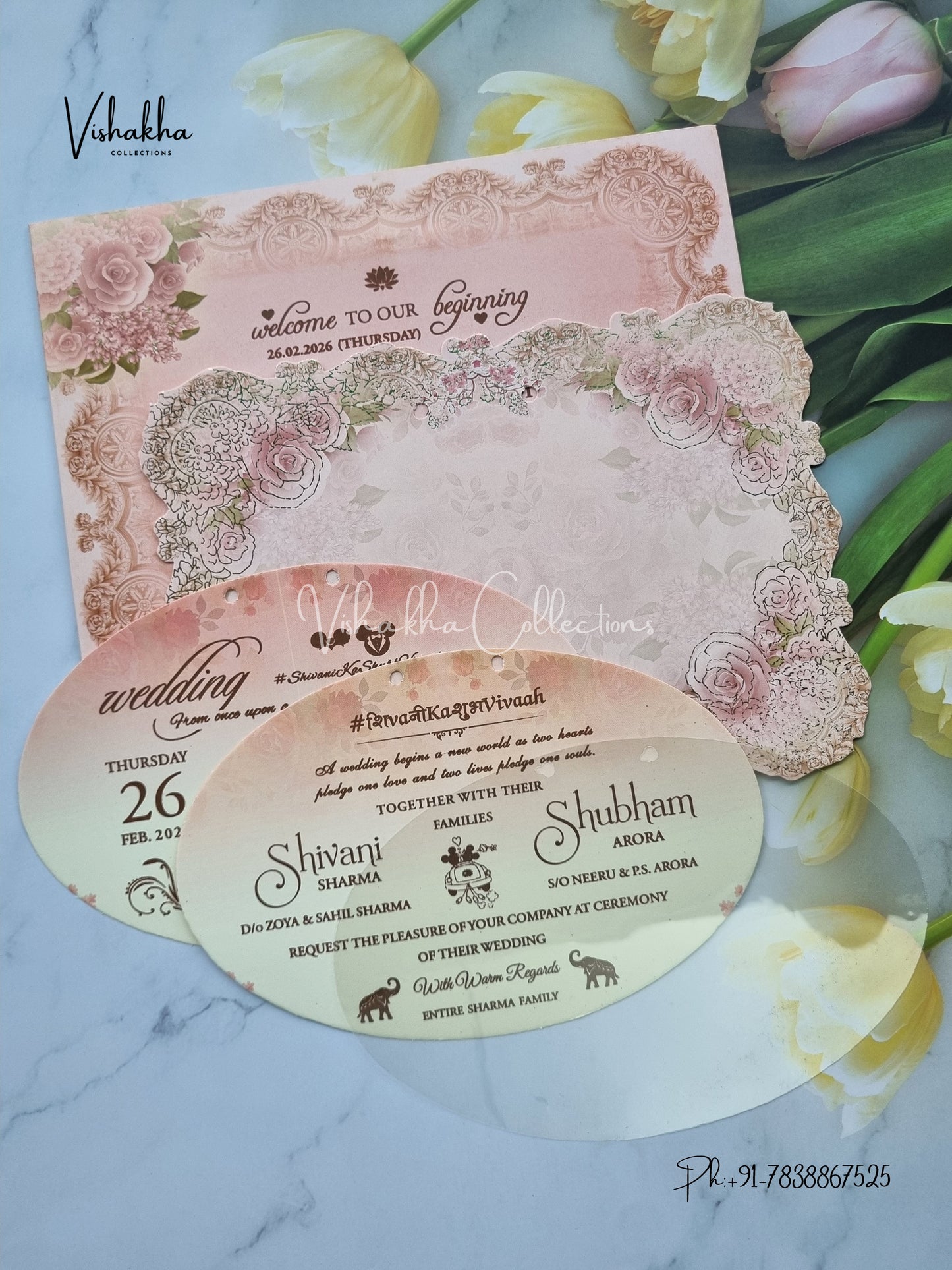 Flower Hindu Muslim Christian Sikh invitation Cards ATS-3192