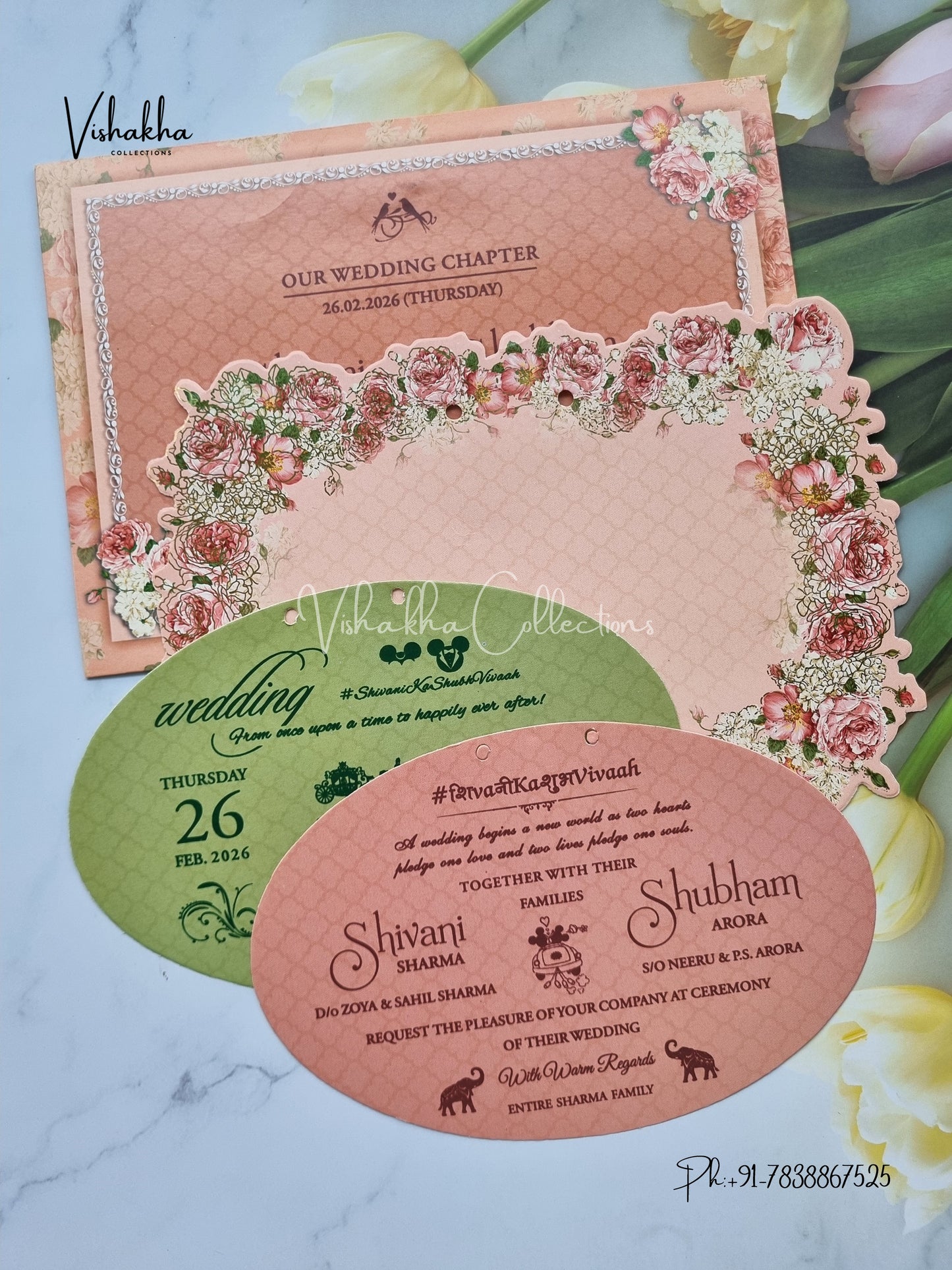 Flower Hindu Muslim Christian Sikh invitation Cards ATS-3193
