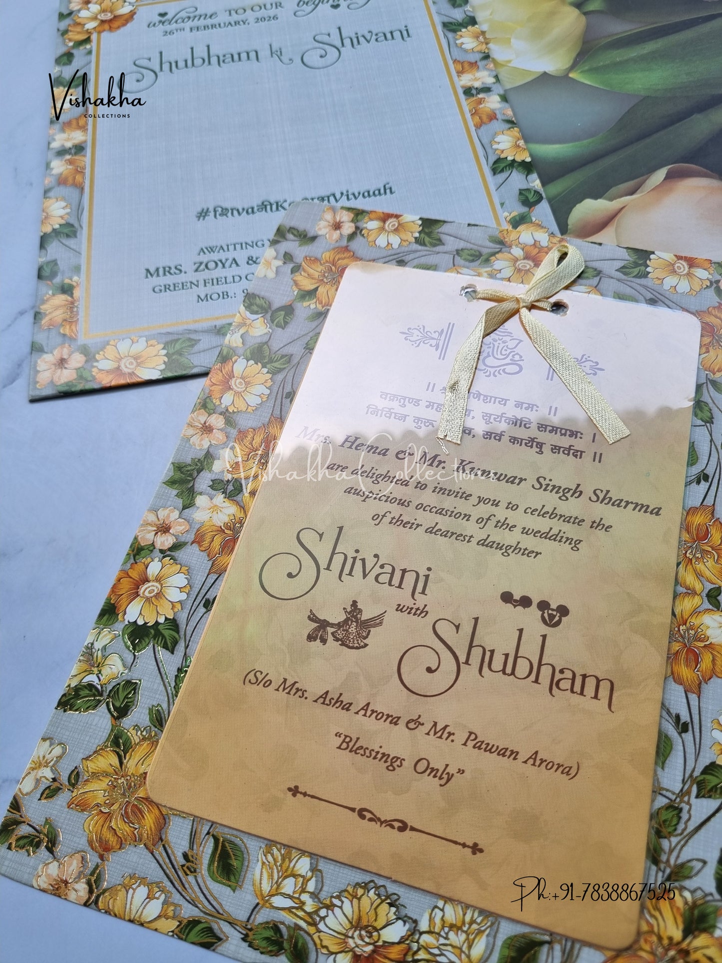 Flower Hindu Muslim Christian Sikh invitation Cards ATS-4203