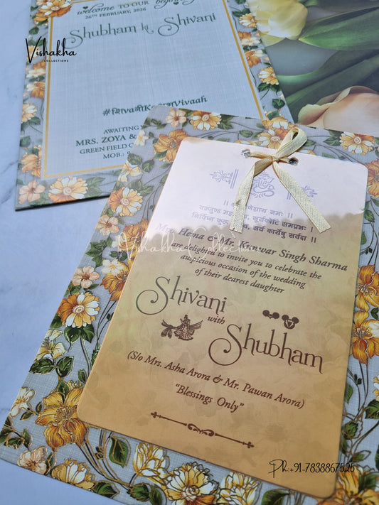 Flower Hindu Muslim Christian Sikh invitation Cards ATS-4203