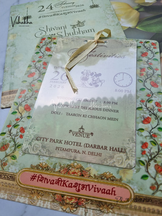 Flower Hindu Muslim Christian Sikh invitation Cards ATS-4204