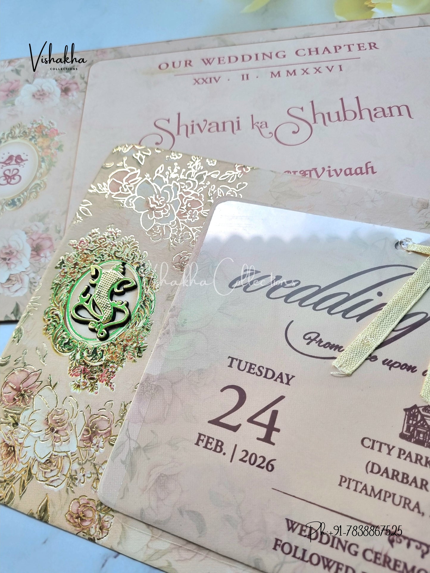 Flower Hindu Muslim Christian Sikh invitation Cards ATS-4205