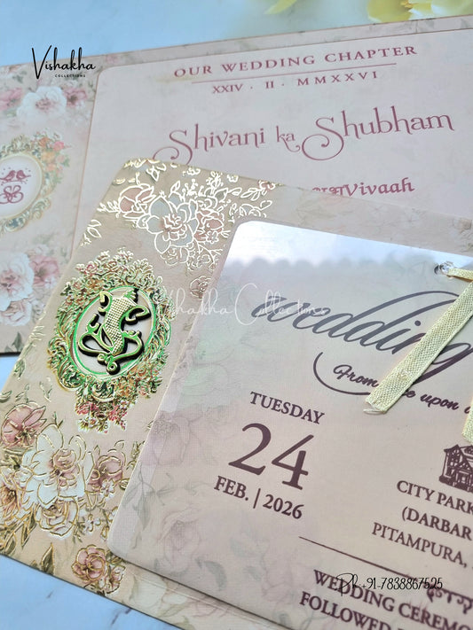 Flower Hindu Muslim Christian Sikh invitation Cards ATS-4205