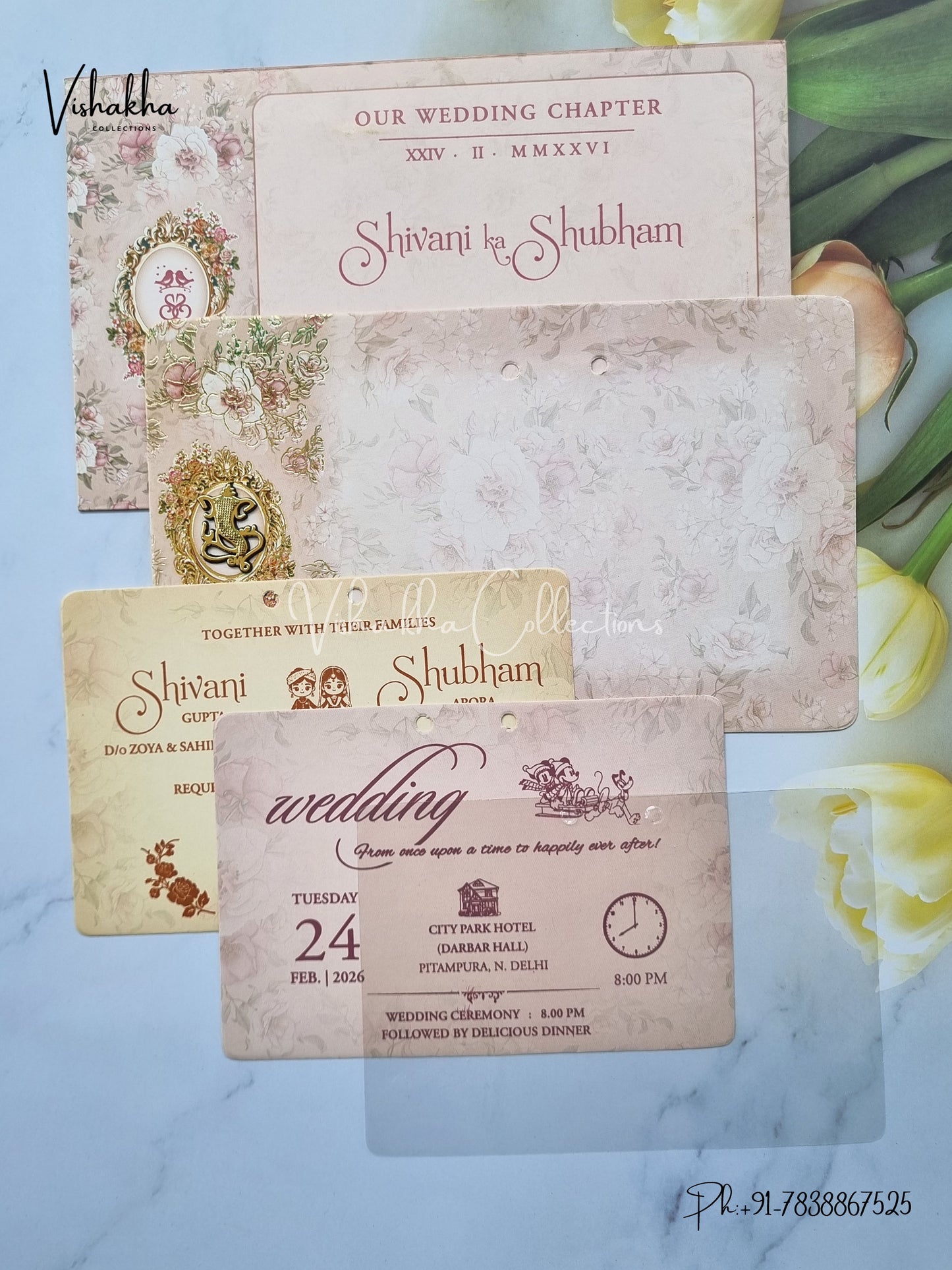 Flower Hindu Muslim Christian Sikh invitation Cards ATS-4205