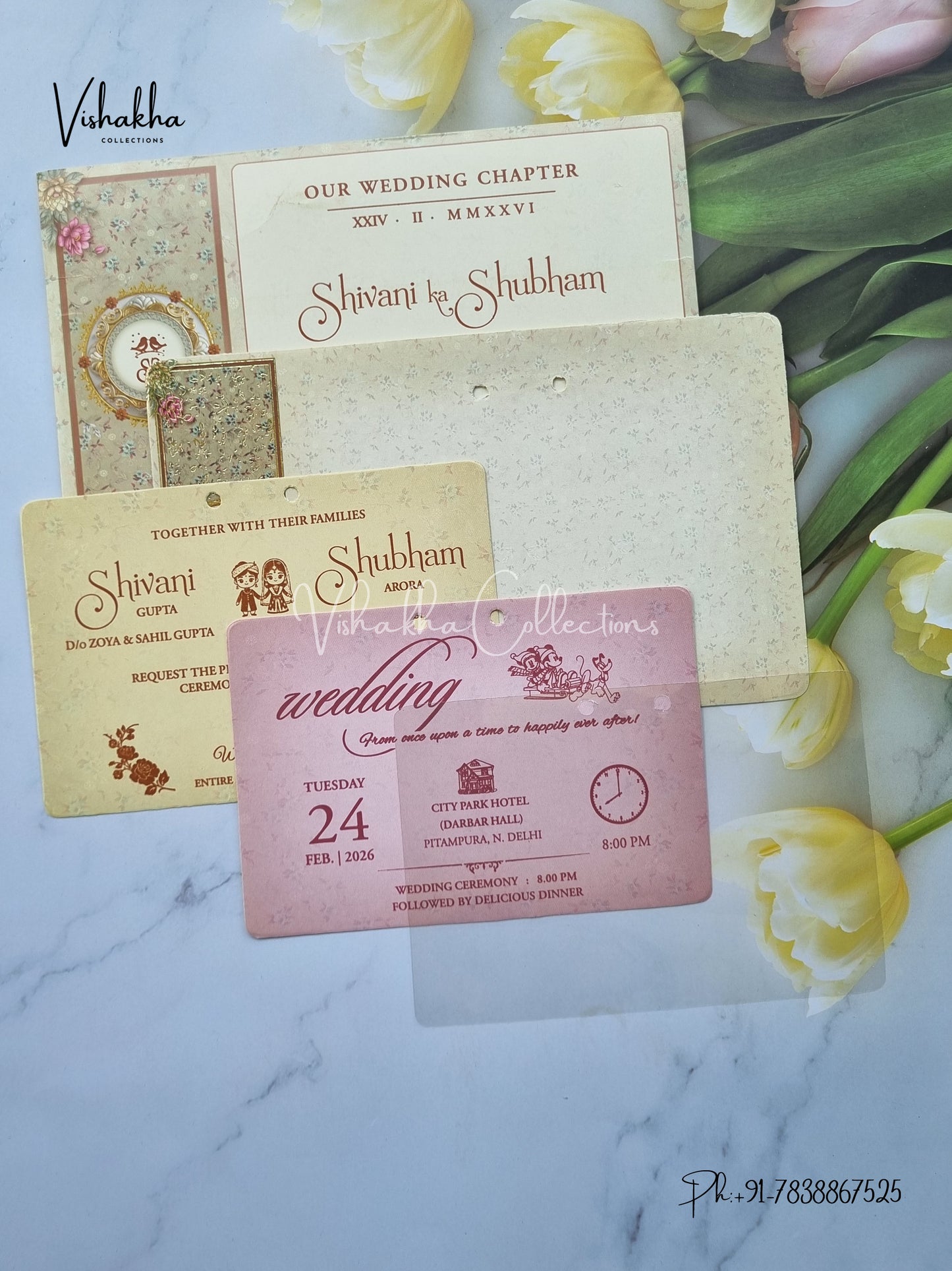Flower Hindu Muslim Christian Sikh invitation Cards ATS-4206