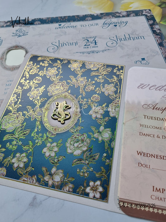 Flower Hindu Muslim Christian Sikh invitation Cards ATS-4210