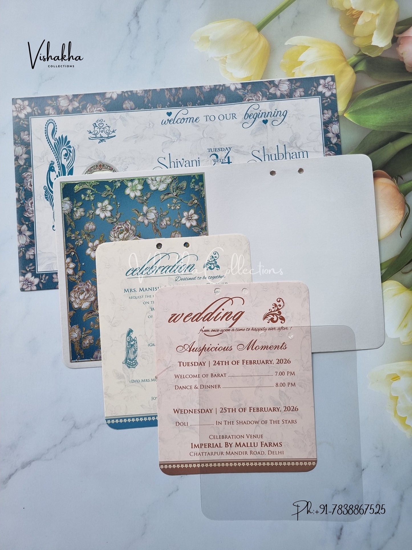 Flower Hindu Muslim Christian Sikh invitation Cards ATS-4210