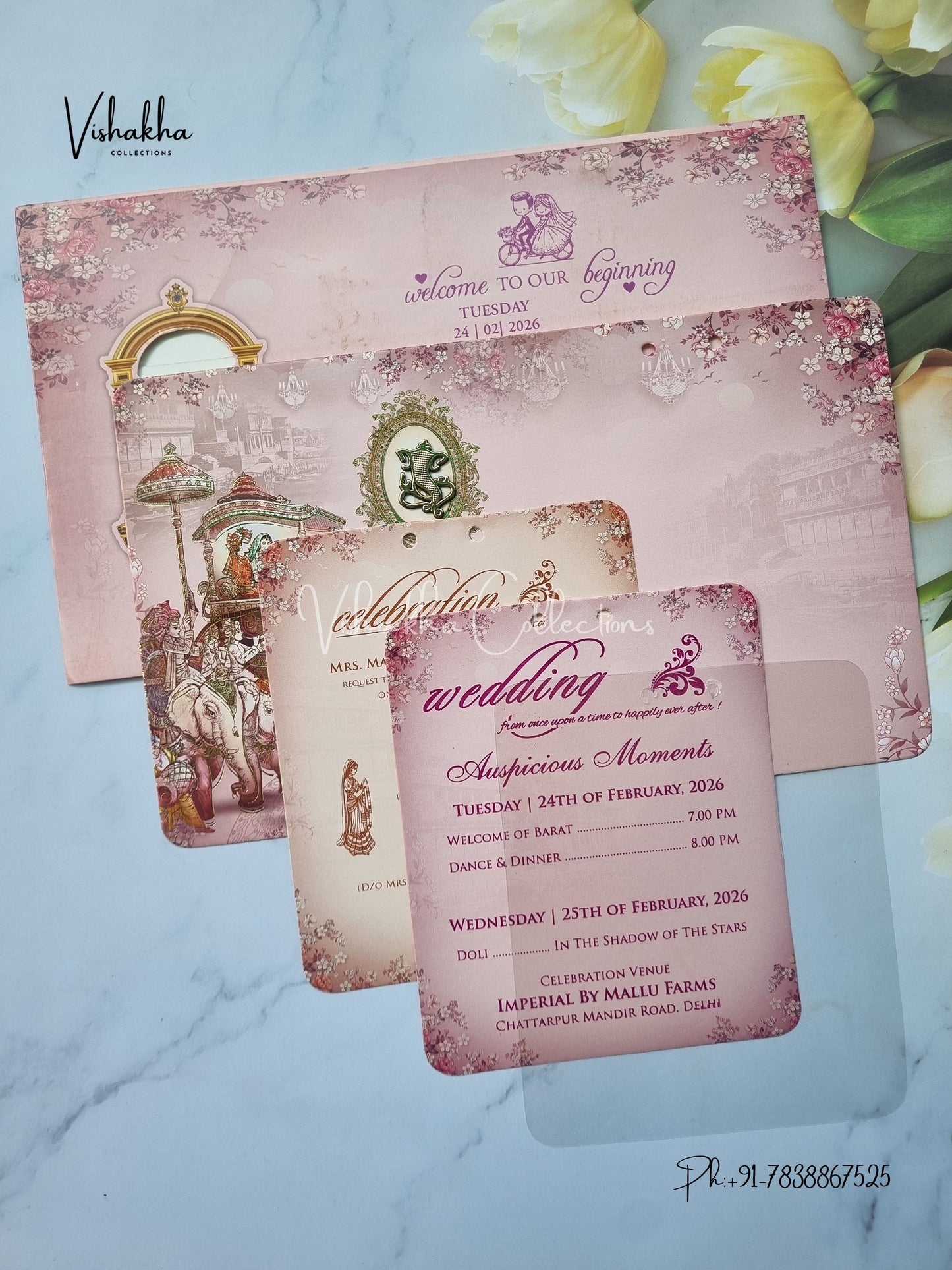 Barat Hathi Dulah Dulhan Hindu Sikh invitation Cards ATS-4211