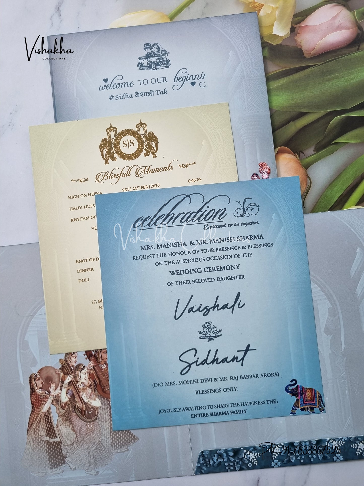 Semi Box Dulah Dulhan Hindu Sikh invitation Cards ATS-5120