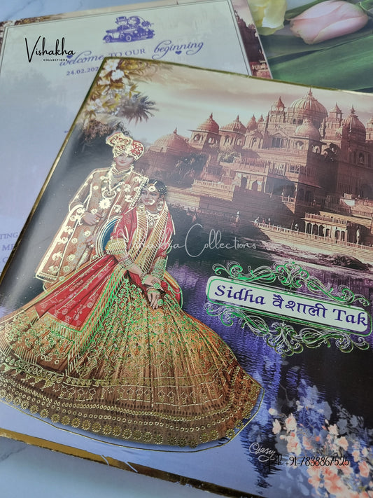 Semi Box Dulah Dulhan Hindu Sikh invitation Cards ATS-5146