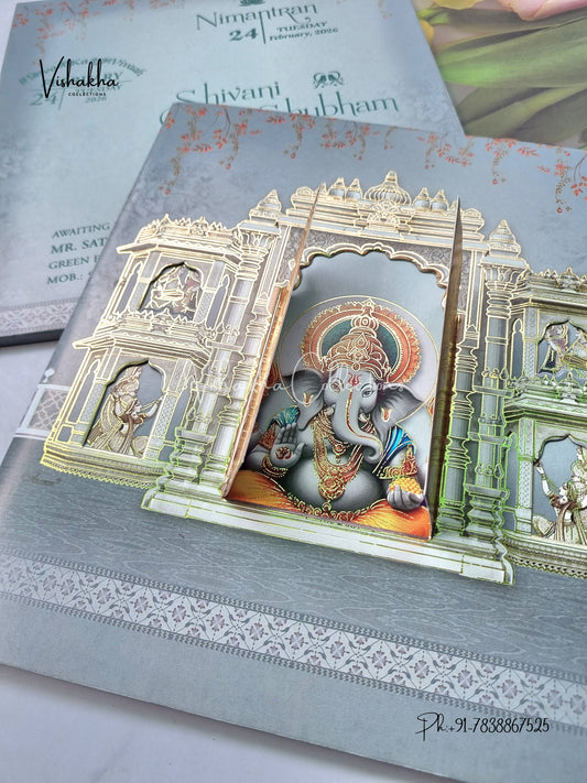 Unique Concept Semi Box Double Door Hindu Sikh invitation Cards ATS-5202