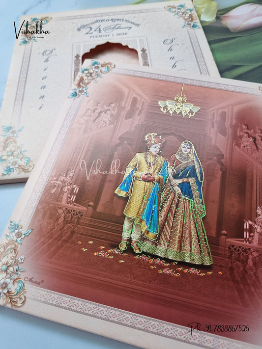 Semi Box Dulah Dulhan Hindu Sikh invitation Cards ATS-5203