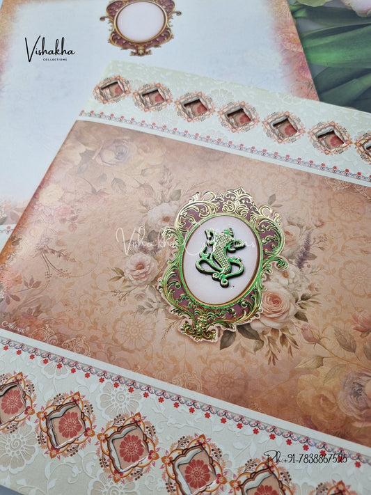 Semi Box Flower Hindu Muslim Christian Sikh invitation Cards ATS-5206