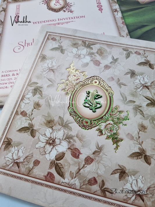 Semi Box Flower Hindu Muslim Christian Sikh invitation Cards ATS-5217