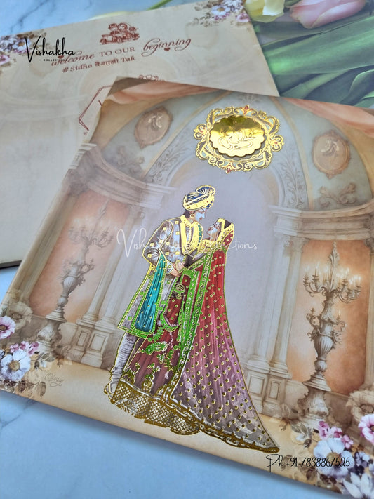 Semi Box Dulah Dulhan Hindu Sikh invitation Cards ATS-5221