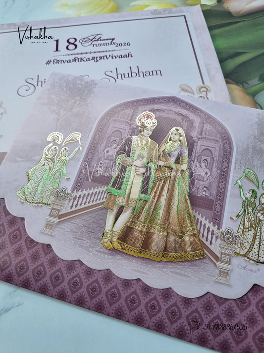 Semi Box Dulah Dulhan Hindu Sikh invitation Cards ATS-5224