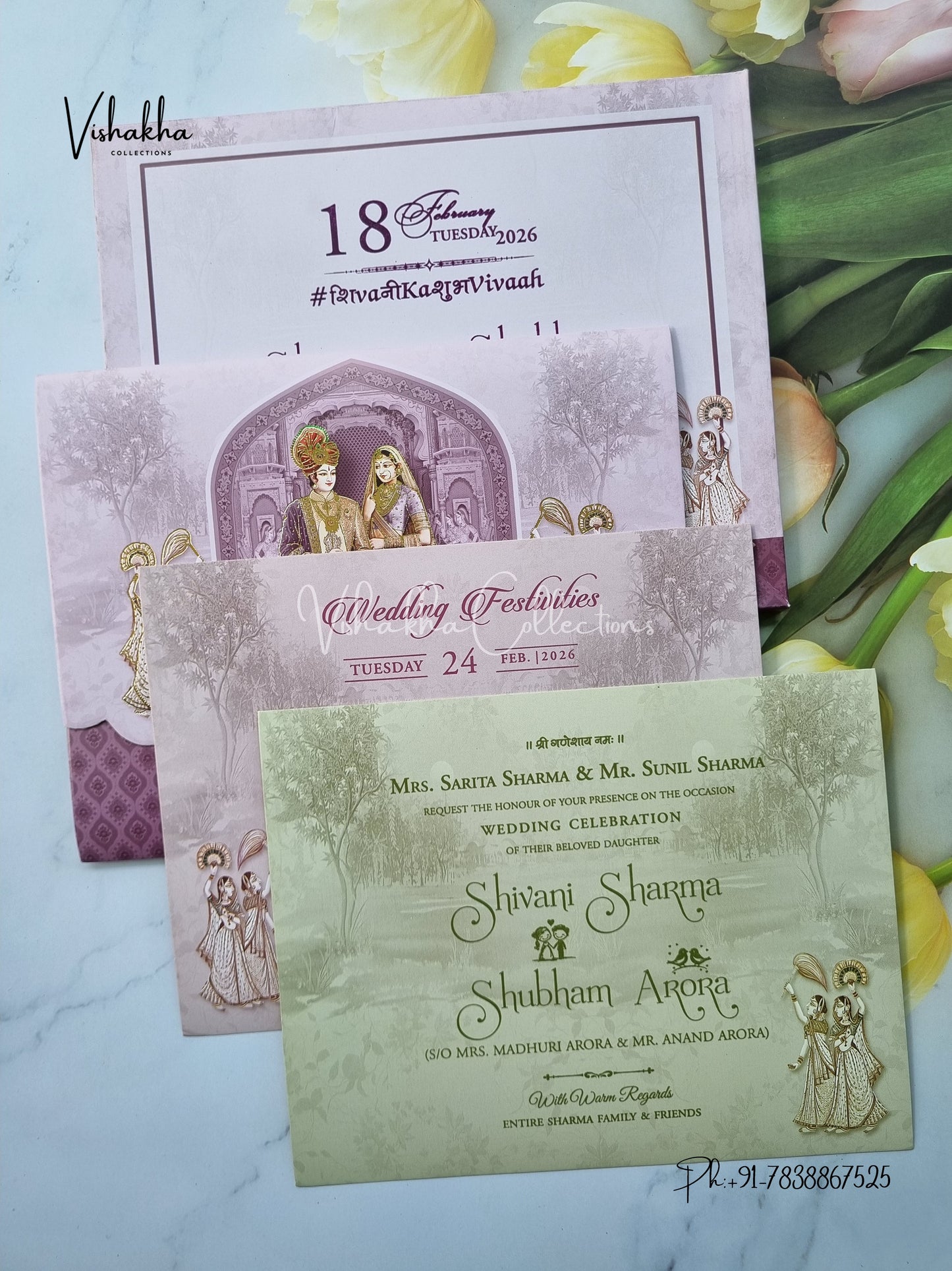 Semi Box Dulah Dulhan Hindu Sikh invitation Cards ATS-5224