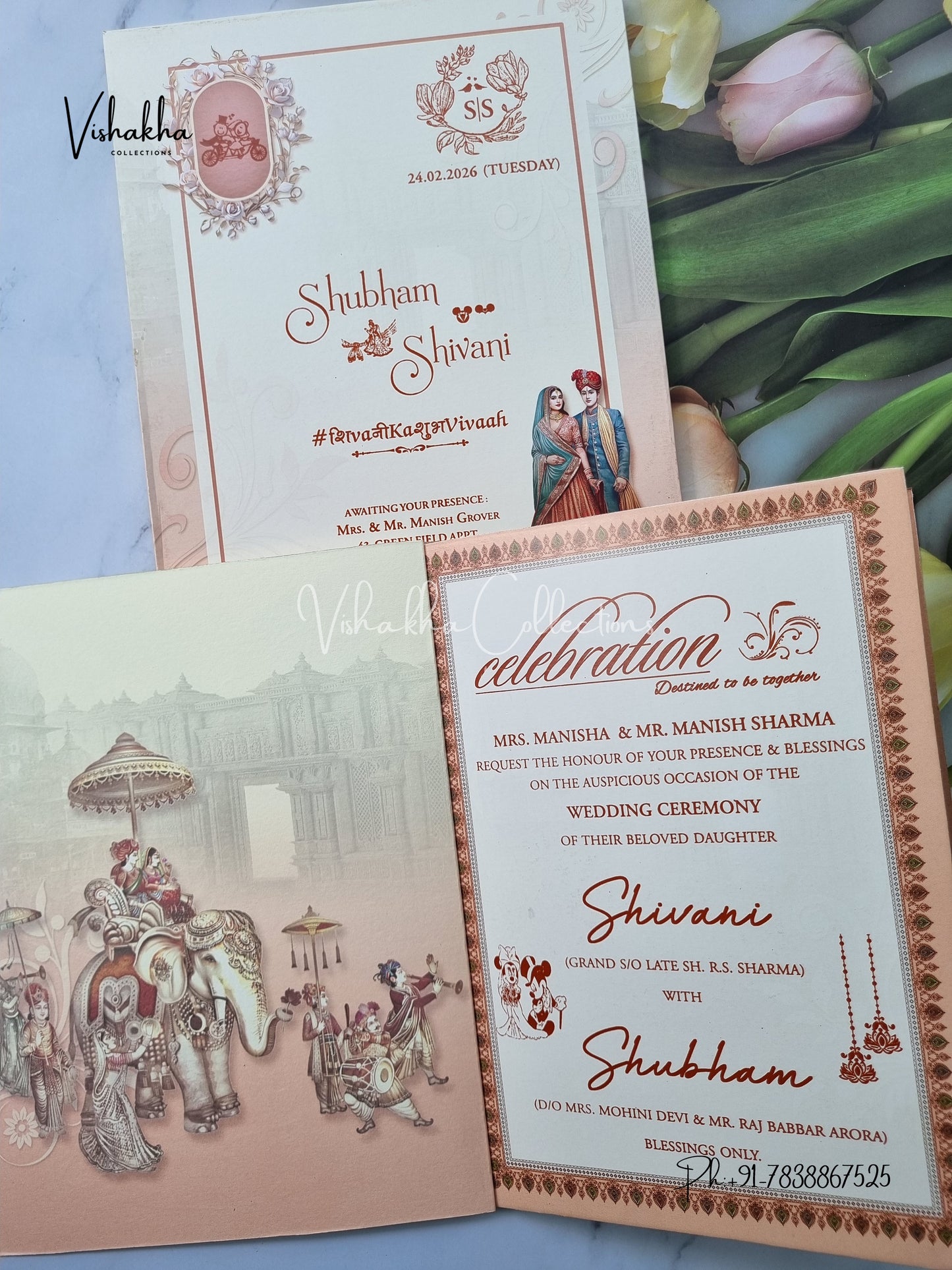 Semi Box Dulah Dulhan Hindu Sikh invitation Cards ATS-5228