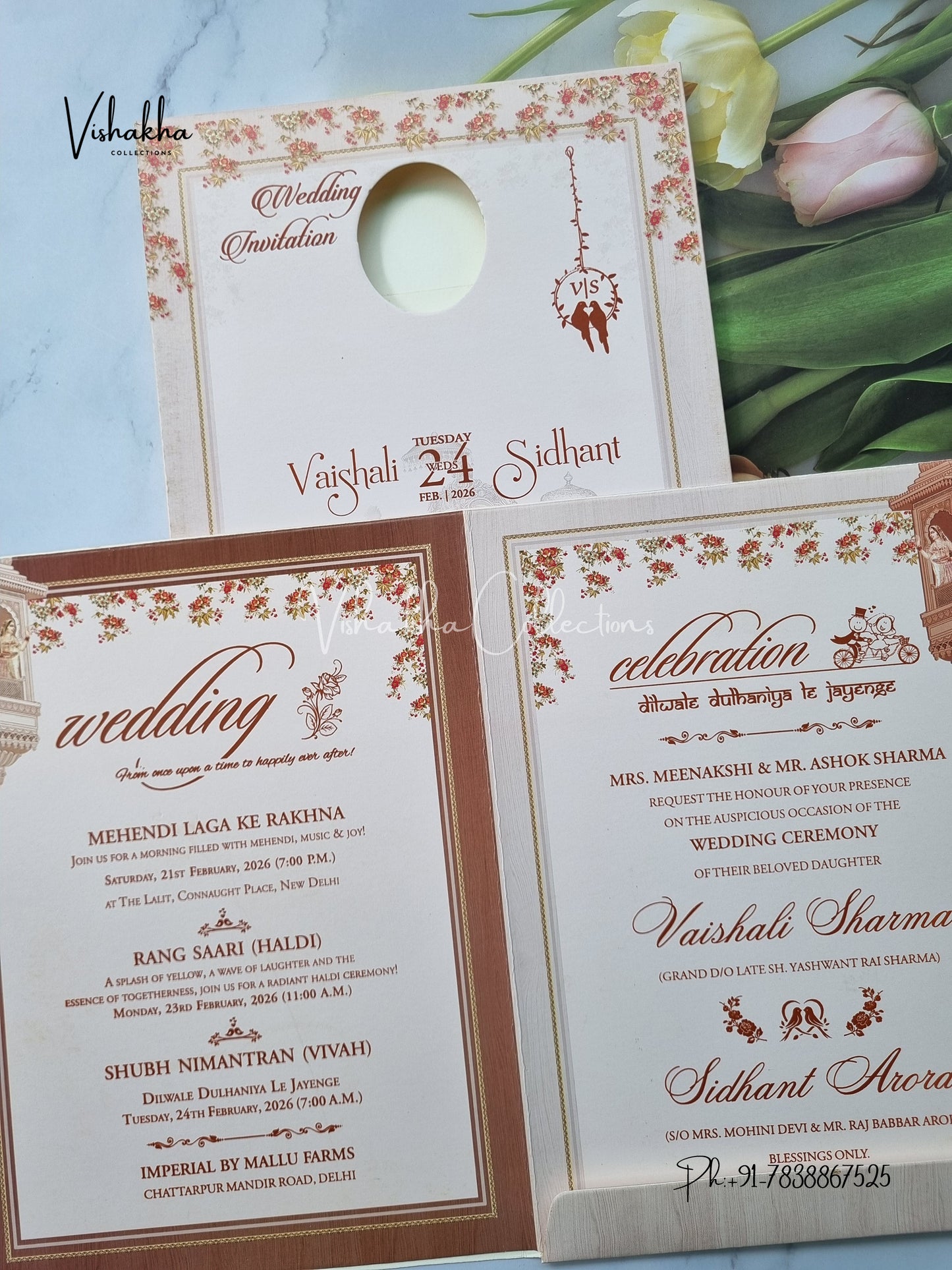 Semi Box Dulah Dulhan Hindu Sikh invitation Cards ATS-5237