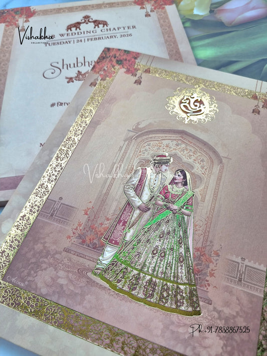Semi Box Dulah Dulhan Hindu Sikh invitation Cards ATS-5254