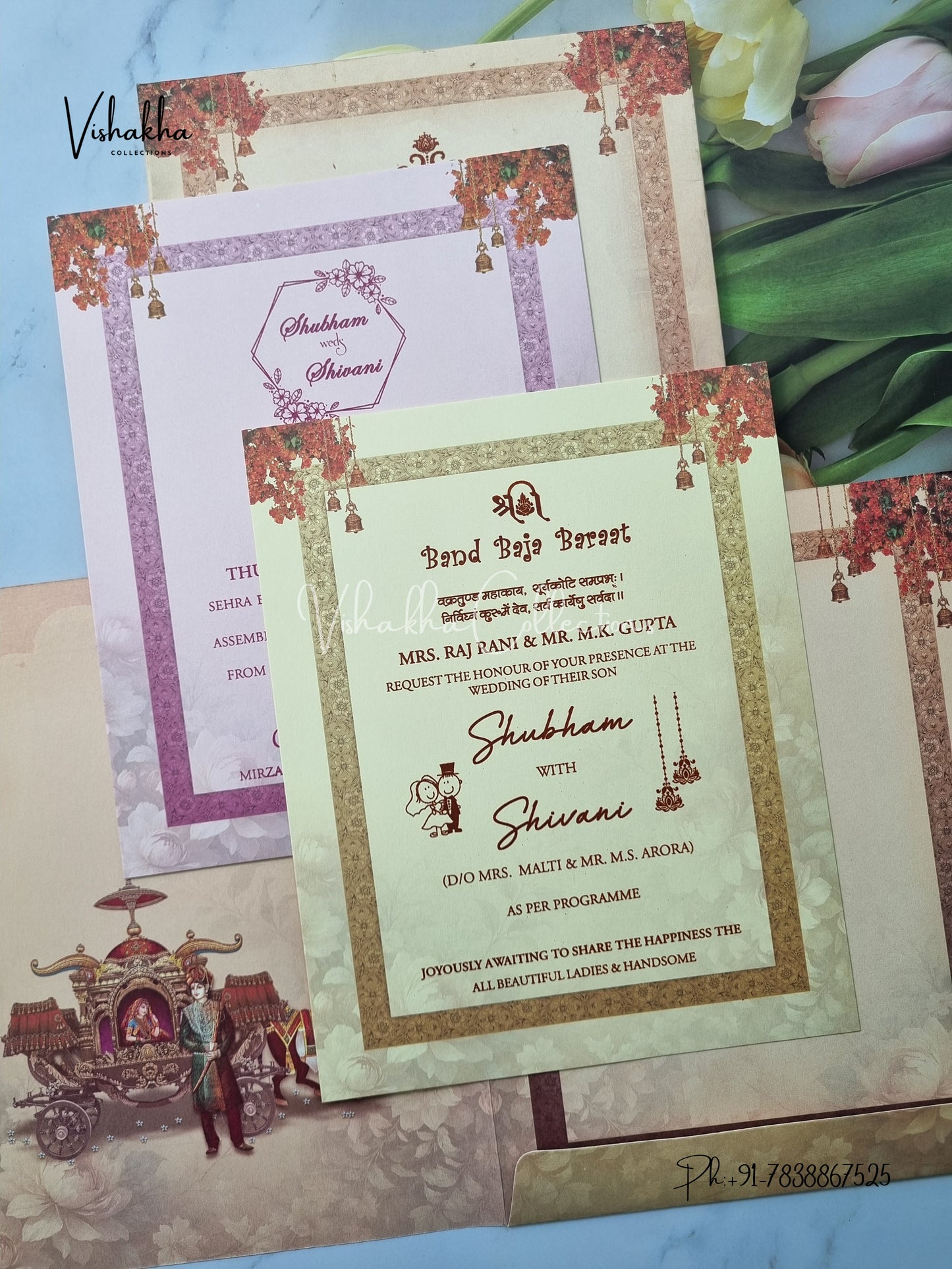 Semi Box Dulah Dulhan Hindu Sikh invitation Cards ATS-5254