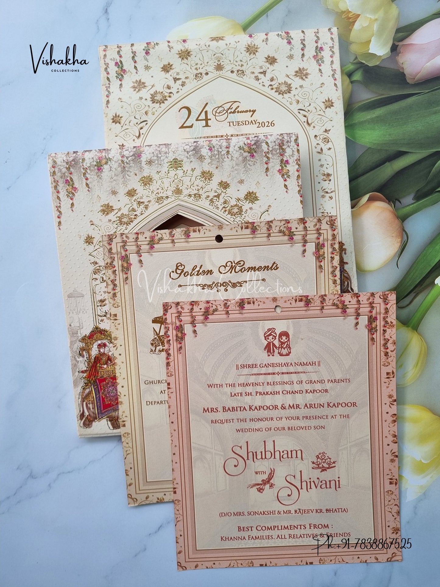 Semi Box Hathi Dulah Dulhan Hindu Sikh invitation Cards ATS-5264