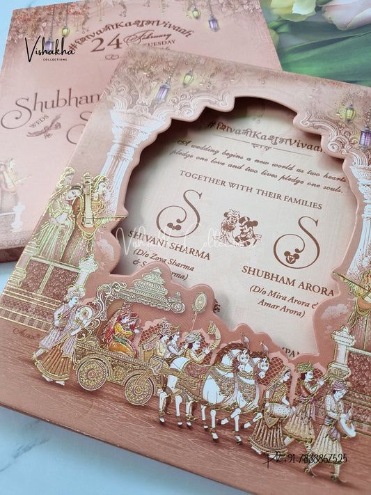 Barat Semi Box Hindu Sikh invitation Cards ATS-5265