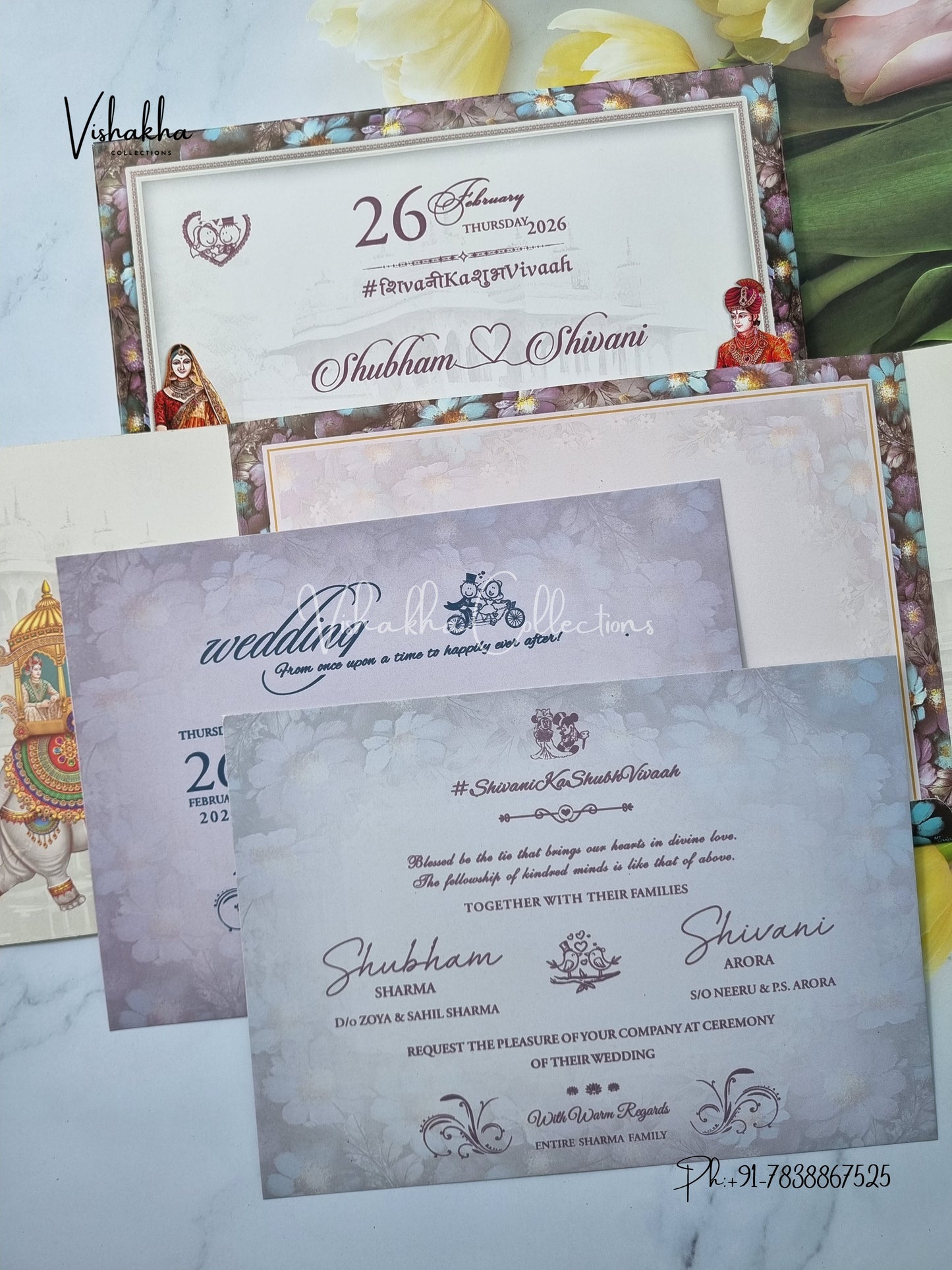 Semi Box Dulah Dulhan Double Door Hindu Sikh invitation Cards ATS-5272