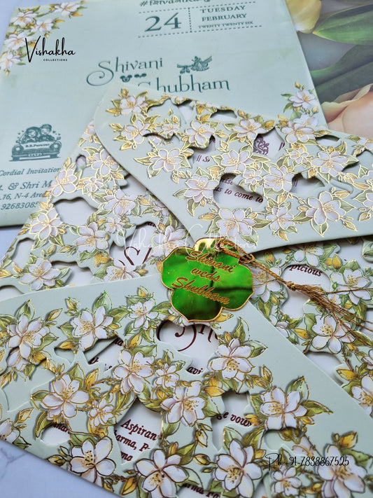 Flower Hindu Muslim Christian Sikh invitation Cards ATS-5274