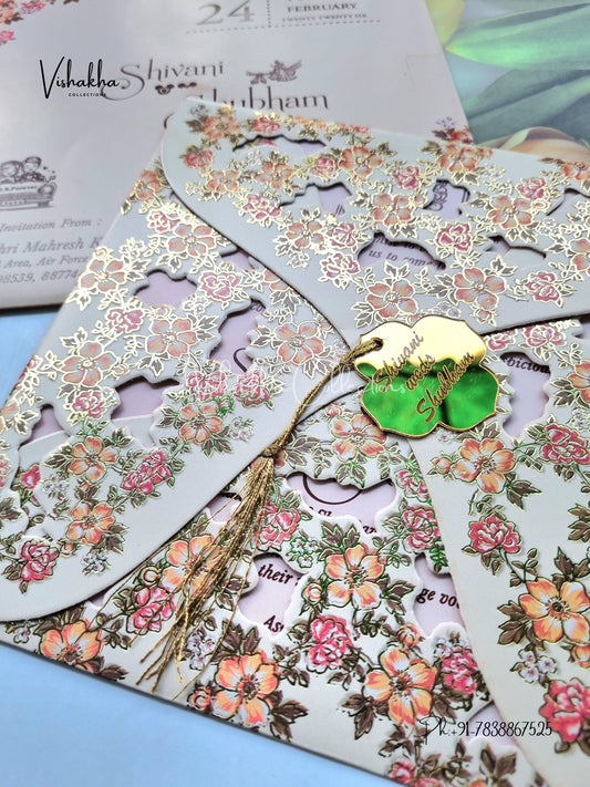 Flower Hindu Muslim Christian Sikh invitation Cards ATS-5275