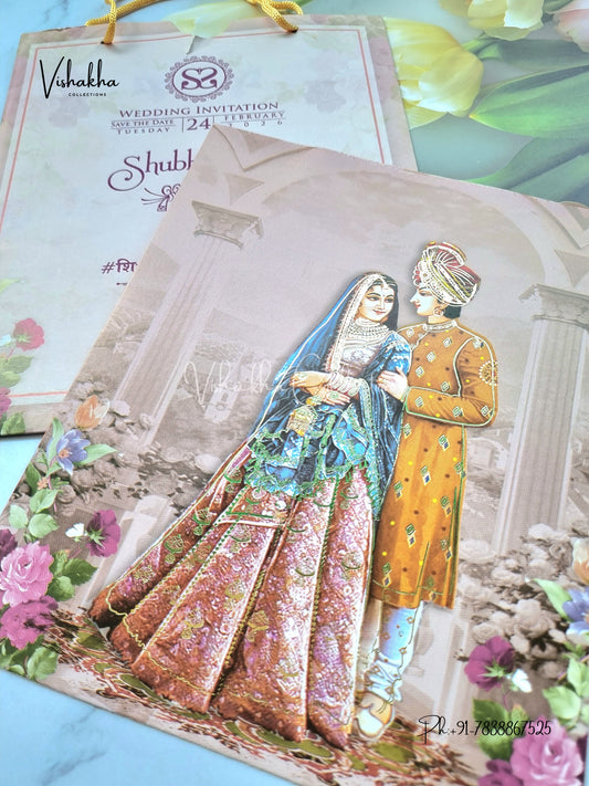 Dulah Dulhan Hindu Sikh Carry Bag invitation Cards ATS-9110