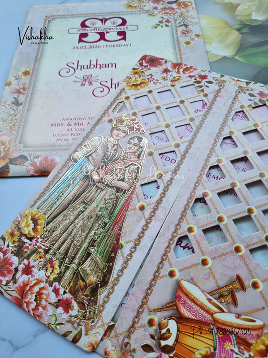 Dulah Dulhan Double Door Hindu Sikh invitation Cards ATS-9120